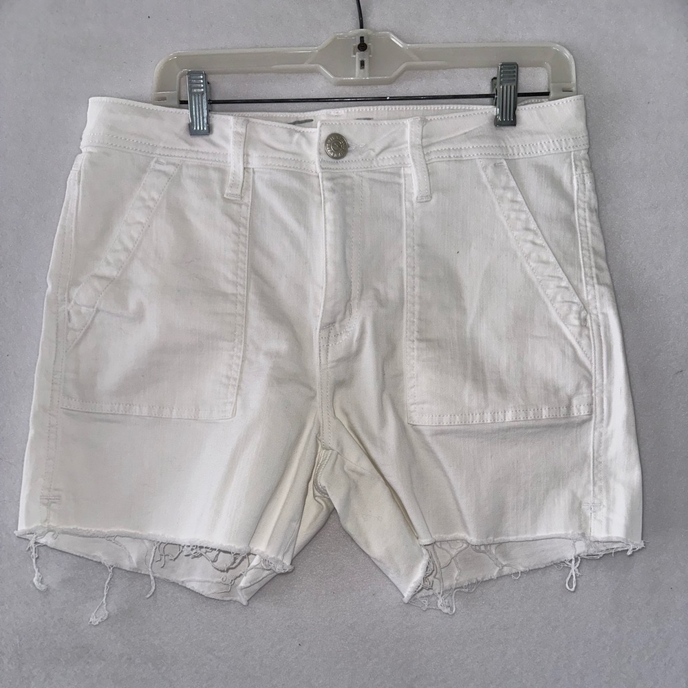 Seven 7 Women’s White Cutoff Mid-Rise Denim Jean Shorts Size 12